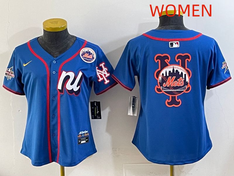 Women 2025 New York Mets Blank Blue All star Nike MLB Jersey style 05